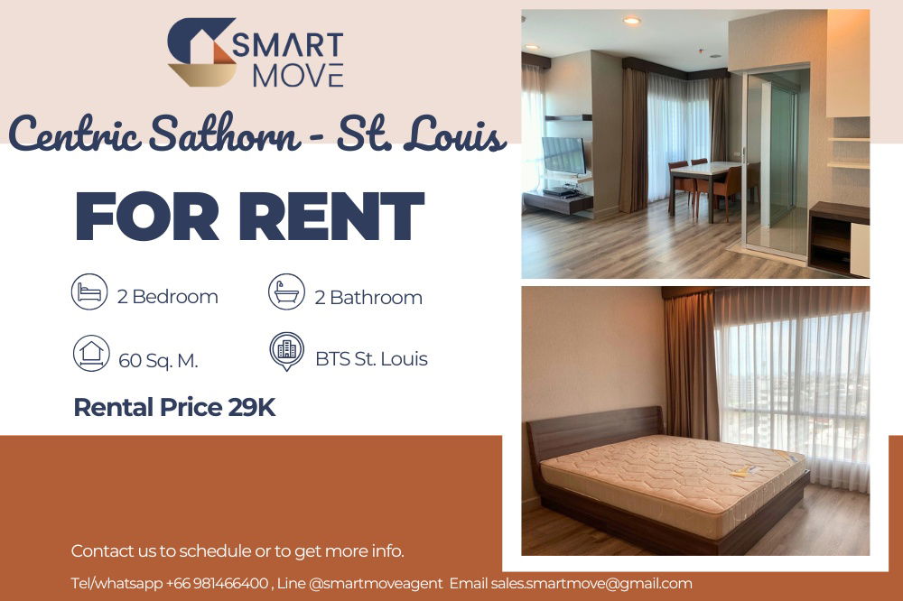🔥 For Rent !! high floor 13++,🔥 Code C20221200249......Centric Sathorn - St.Louis, 2 bedroom, 2 bathroom, furnished, ready to move in 📣📣