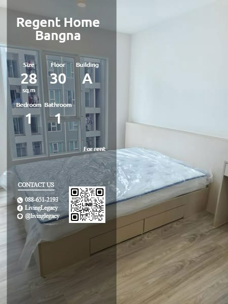 T1S8FQ Condo For Rent Regent Home Bangna 28 Sq.M. Floor 30 Building A line id : @livinglegacy