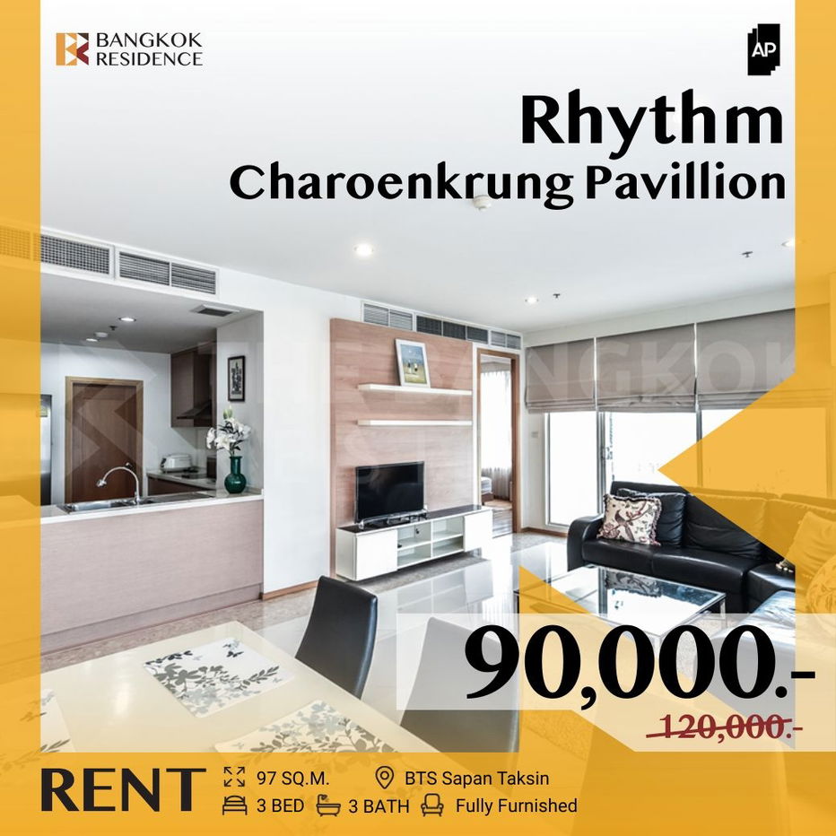 RHYTHM Charoenkrung Pavillion ✨ Spacious Unit & Great Price 💖 Near BTS Saphan Taksin