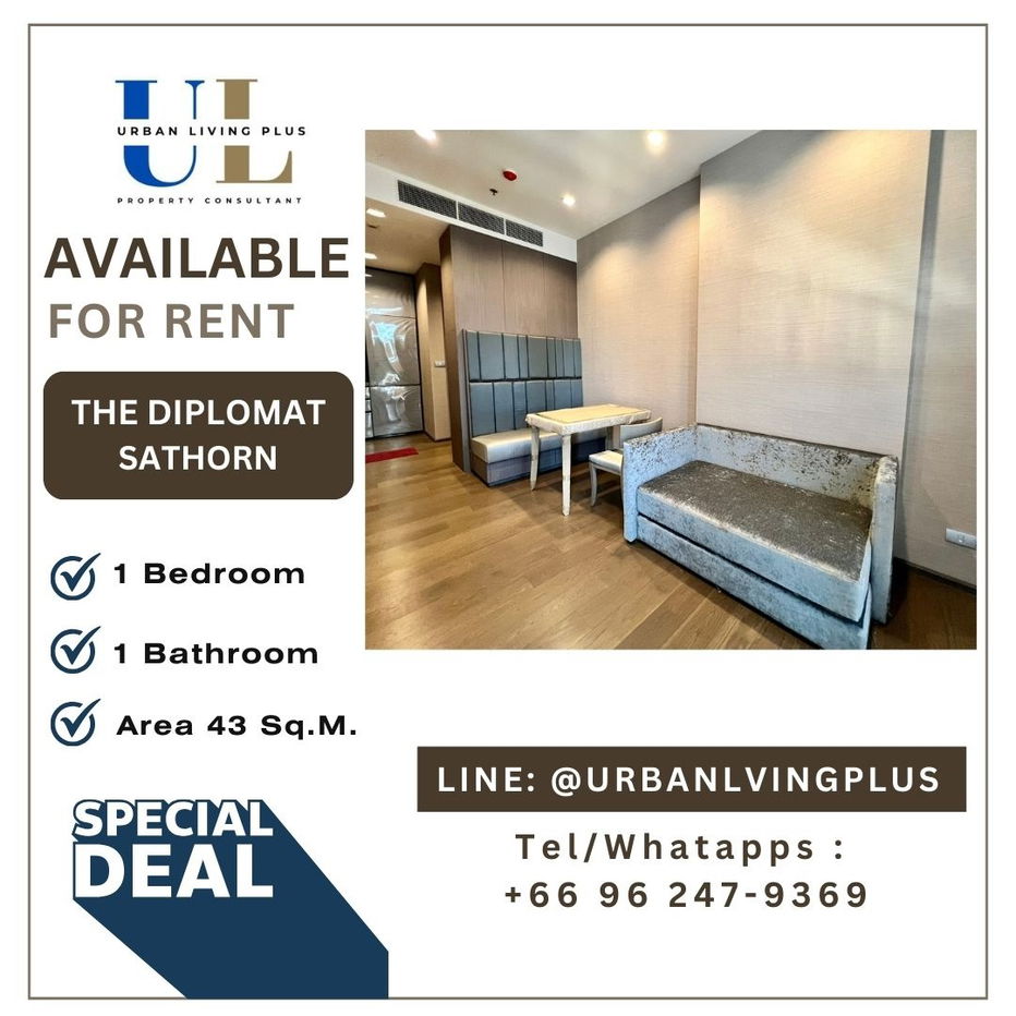 ( UL2509042 ) ✨Tel/Line 096-2479369✨FOR RENT  The Diplomat Sathorn / 1 bedroom, 1 bathroom, 43 Sq.M. furnished, Never rented, Special Deal!!