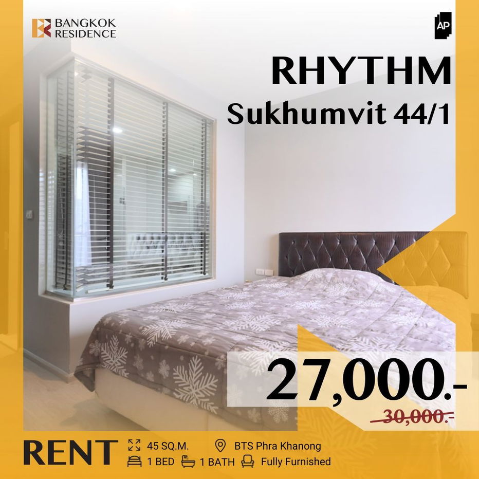 Rhythm Sukhumvit 44/1 ✨ Stylish & Clean Room with Unblocked Open View 💫 Near BTS Phra Khanong