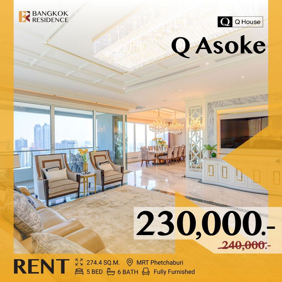 Q Asoke 💖 Stunning Penhouse, Move-In Ready Home! ✨ MRT Phetchaburi