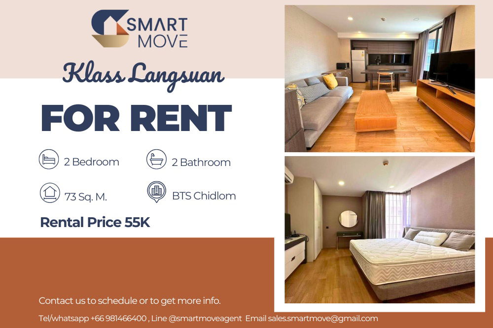 🔥 For Rent !! Good location, There is a bathtub!!🔥 Code C20250900033........Klass Langsuan, 2 bedroom, 2 bathroom, furnished, ready to move in 📣📣