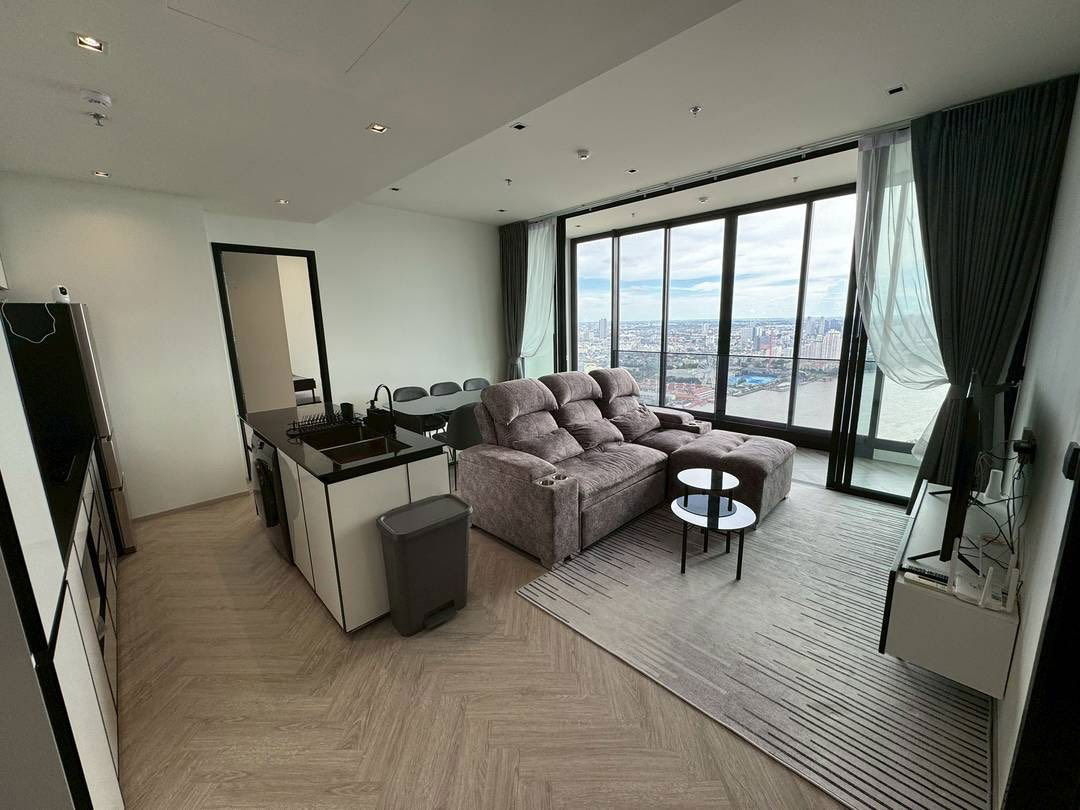 TA8085📲LineID @556ryccg🚤2 Bedroom 80 sqm Floor 39 Chaophraya river view Chapter Charoennakhon-Riverside Fully furnished