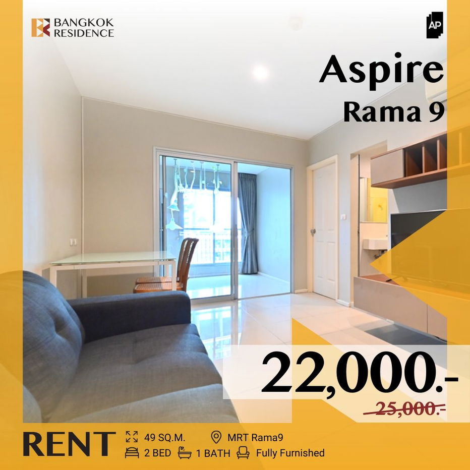Aspire Rama 9 💖 Fully furnished 🛋️ Near MRT Rama 9