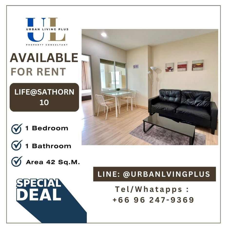 ( UL2507025 ) Tel/Line 096-2479369,  FOR RENT LIFE@SATHORN SOI 10, 1 bedroom , 1 bathroom , Size 43 Sq.M. Nice room💥💥