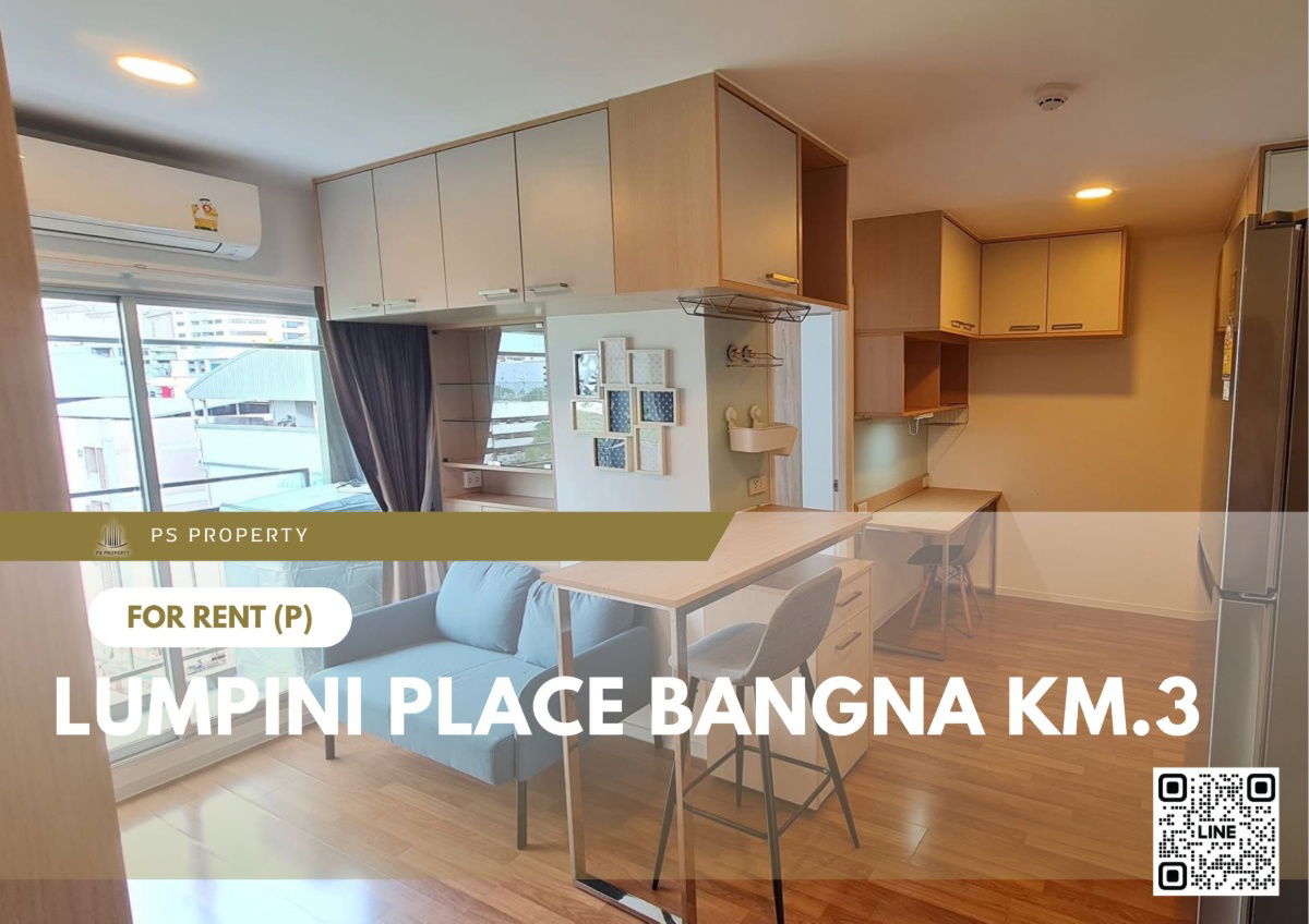 For rent 📍Lumpini Place Bangna Km.3 📍 2 bedrooms, fully furnished and equipped, near MRT Sri Udom