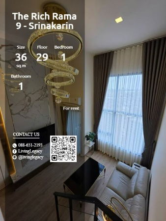 T0UWEI Condo For Rent The Rich Rama 9 - Srinakarin 36 Sq.M. Floor 29 line id : @livinglegacy