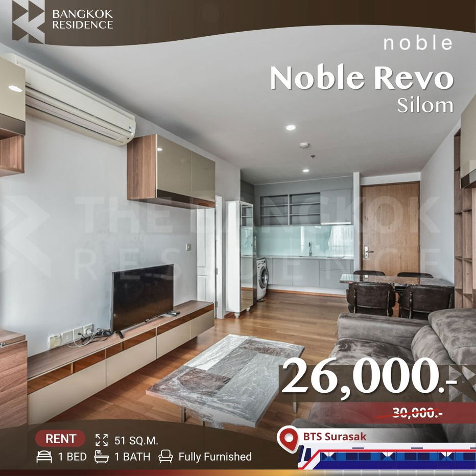 Noble Revo Silom 🛌🏻 Spacious 1-Bedroom Unit with Great Price 💥 Near BTS Surasak