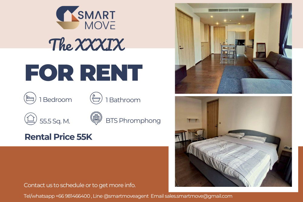 🔥 For Rent !! high floor 23++!! 🔥 Code C20230210499..........The XXXIX, 1 bedroom, 1 bathroom, furnished, ready to move in 📣📣