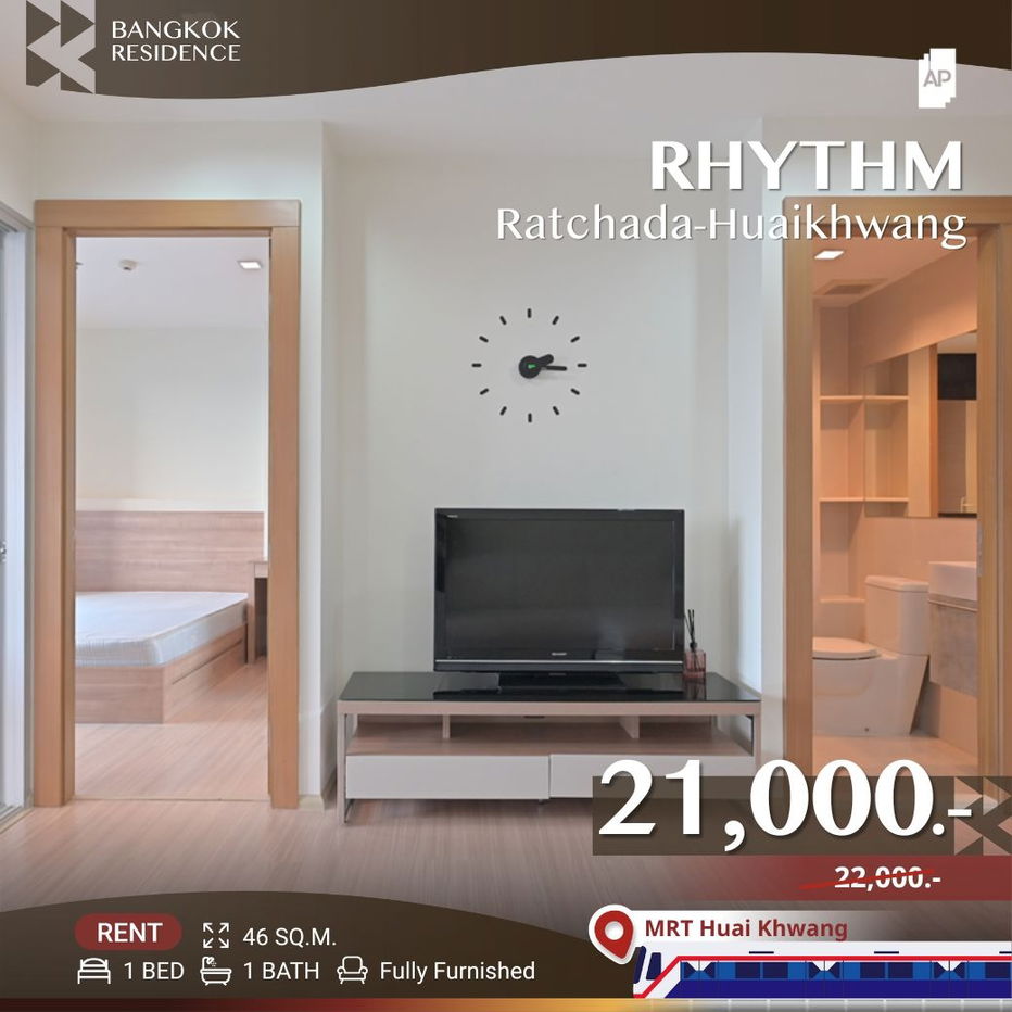 RHYTHM Ratchada-Huaikhwang, 💫Newly Renovated Unit 🏙️ Near MRT Huai Khwang