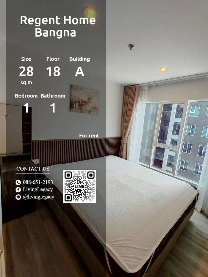 T3VGAW Condo For Rent Regent Home Bangna 28 Sq.M. Floor 18 Building A line id : @livinglegacy