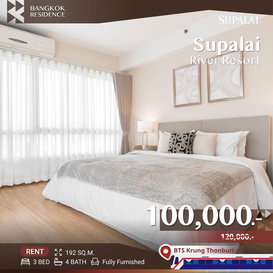 Supalai River Resort 💫 Beautifully Decorated Unit, Ready to Move In 💚 Near BTS Krung Thonburi