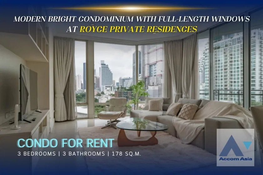🔼🔽 AccomA 📩  Modern Bright Condo with Full-Length Windows in Sukhumvit (AA30109)