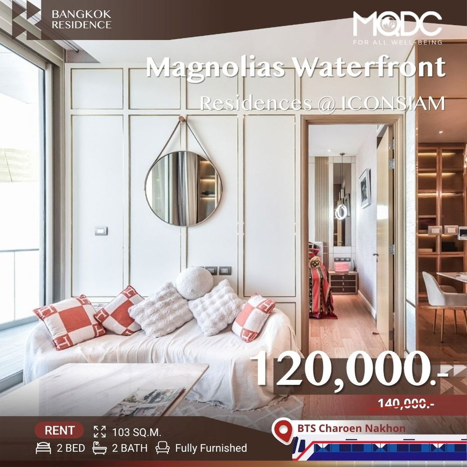 Magnolias Waterfront 💖 Beautiful Unit with river view & Iconsiam View 🌊 Near BTS Charoen Nakhon