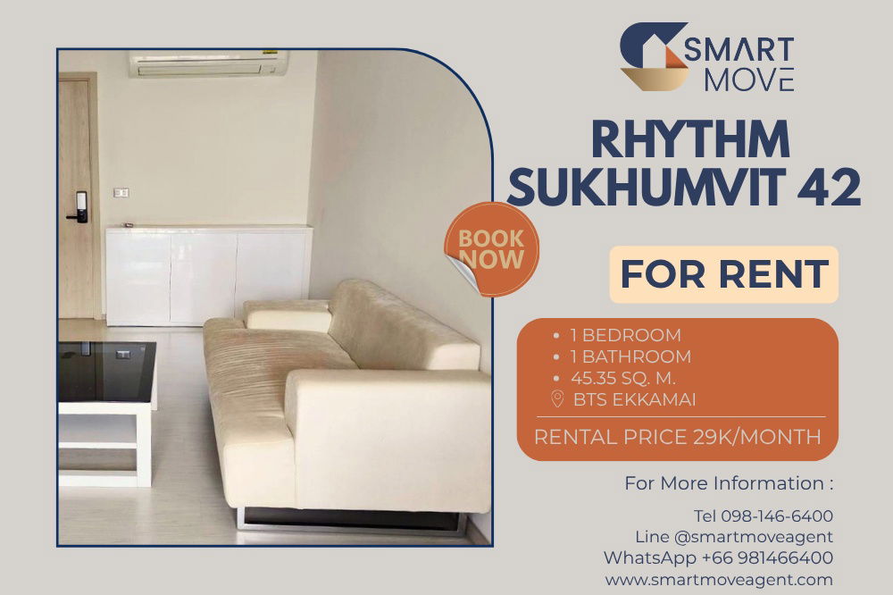 🔥 For Rent !! high floor, big size !! 🔥 Code C20230900491..........Rhythm Sukhumvit 42, 1 bedroom, 1 bathroom, furnished, ready to move in 📣📣