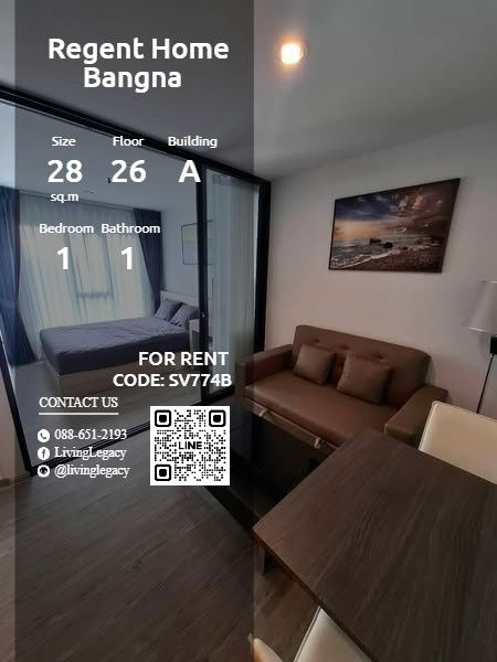 SV774B Condo For Rent Regent Home Bangna 28 Sq.M. Floor 26 Building A line id : @livinglegacy