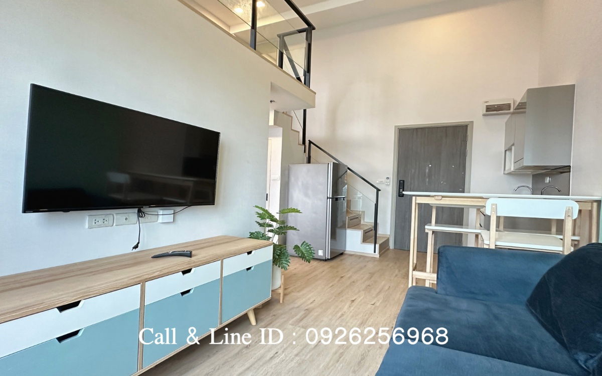 For rent 🏠 The Rich Rama 9 Condo 🏠  Duplex 2 bedrooms, 1 bathroom 🚆 Ready to move in, near Airport Rail Link Hua Mak Station