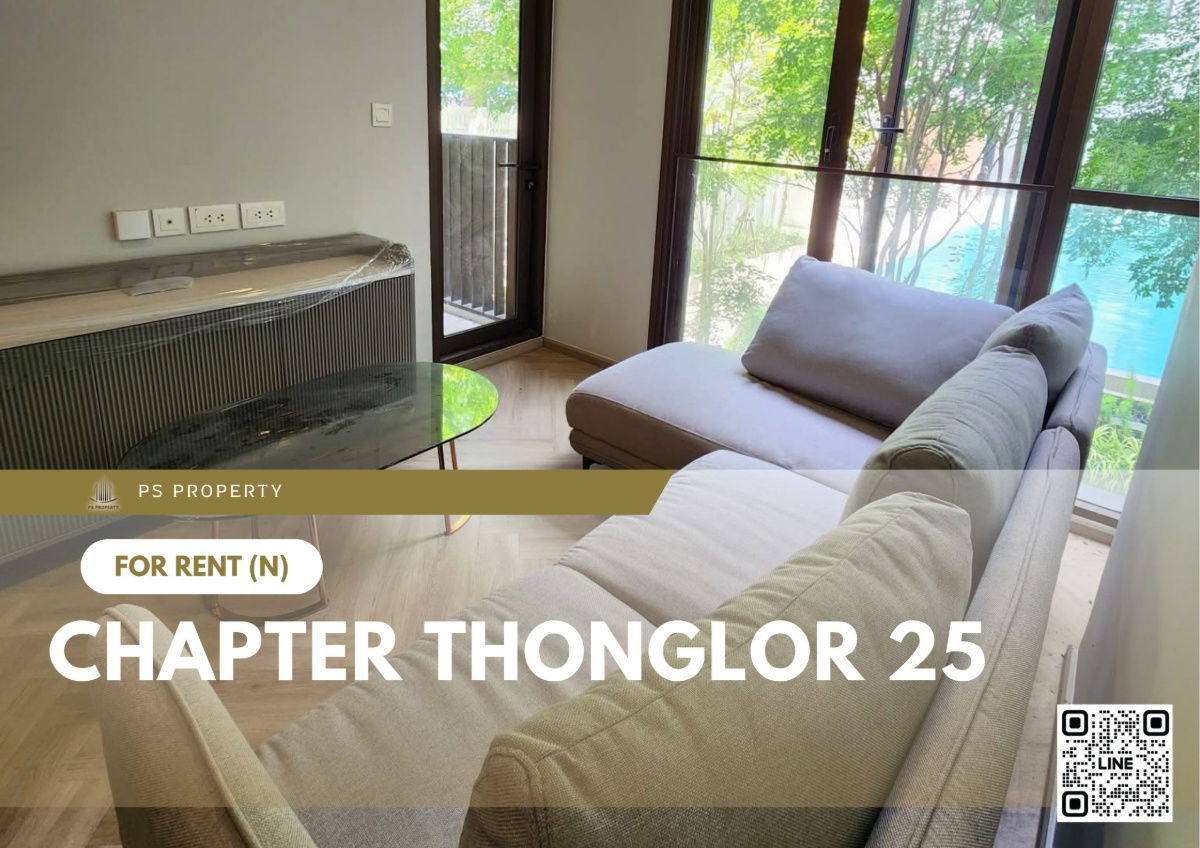 For rent 📍 Chapter Thonglor 25 📍 near BTS Thonglor, 2 bedrooms, 2 bathrooms, fully furnished and equipped with appliances.