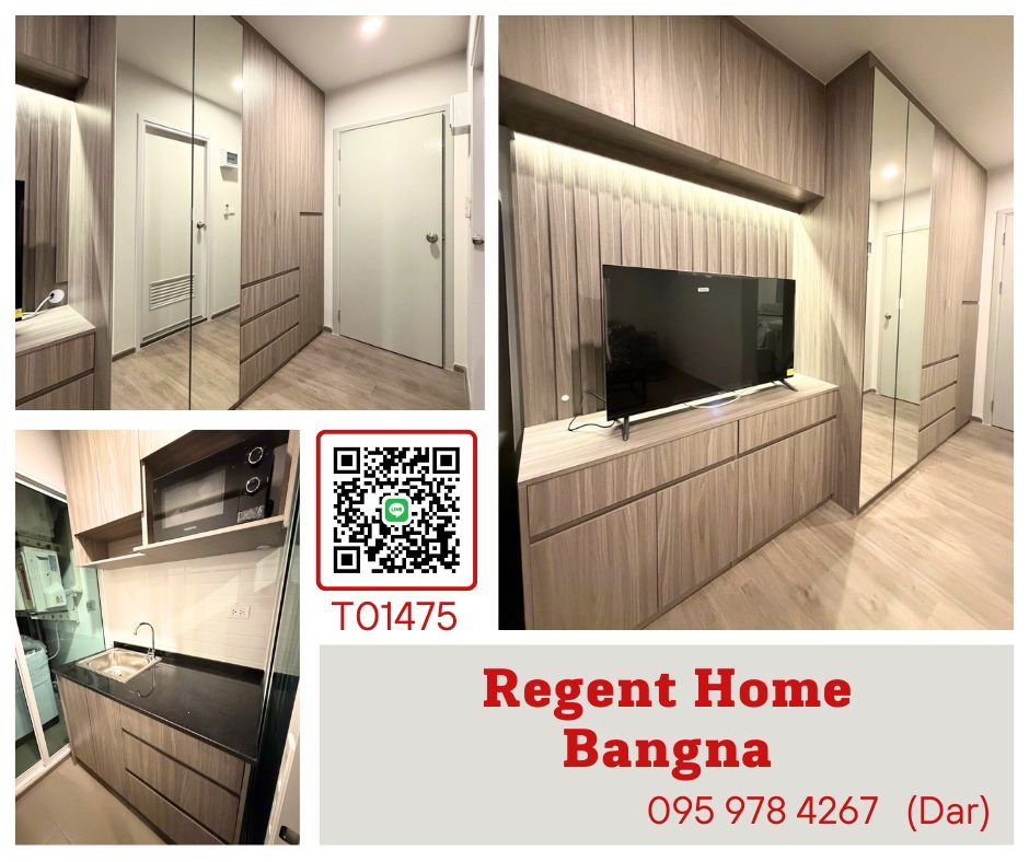 🎯Regent Home Bangna🔥🔥New room, beautifully decorated, high floor, fully furnished, ready to move in. I like coming to talk at work (T01476)