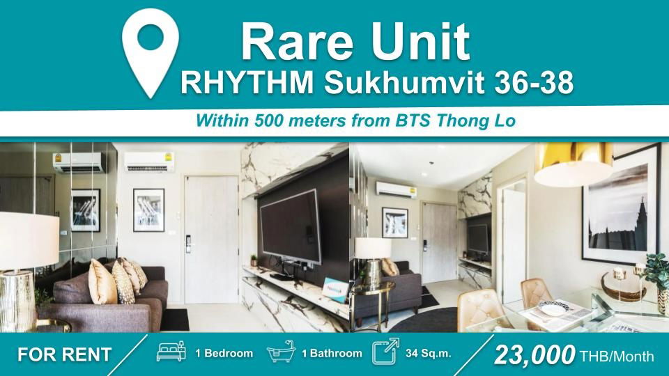 (FOR RENT) RHYTHM Sukhumvit 36-38 I 1-BR, Fully Furnished & Equipped. Near 🚆BTS Thong Lo
