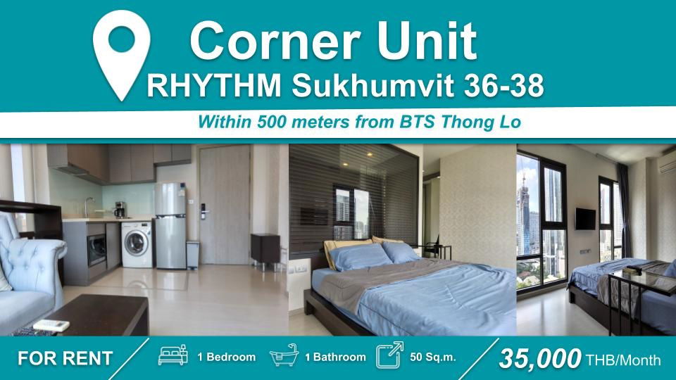 (FOR RENT) RHYTHM Sukhumvit 36-38 I 1-BR, Fully Furnished & Equipped. Near 🚆BTS Thong Lo