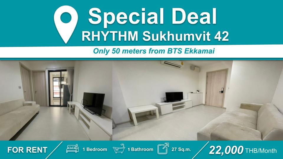 (FOR RENT) RHYTHM Sukhumvit 42 I 1-BR, Fully Furnished & Equipped. Near 🚆BTS Ekkamai
