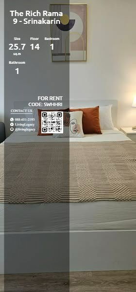 SWHHRI Condo For Rent The Rich Rama 9 - Srinakarin 25.79 Sq.M. Floor 14 line id : @livinglegacy