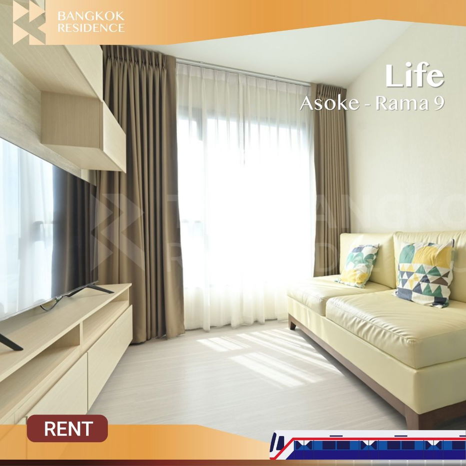Life Asoke - Rama 9 💖 Beautifully Decorated Unit, Fully Furnished, Great View 🛌🏻 Near MRT Rama9