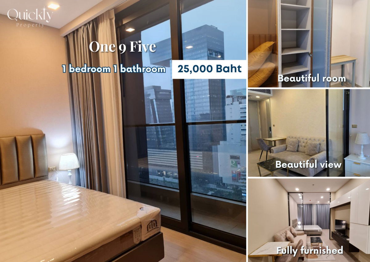 One 9 Five | Price 25,000 baht | Beautiful room, good view, fully furnished, ready to move in
