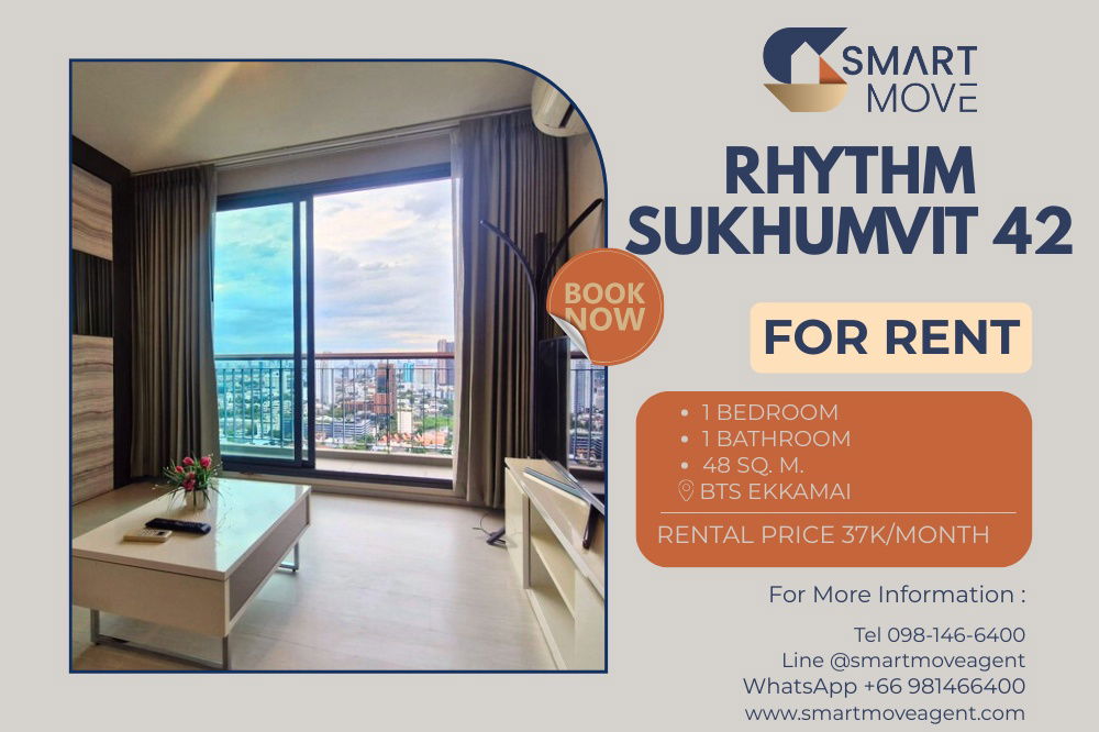 For Rent C20231000007...Rhythm Sukhumvit 42 1 bedroom, high floor, 48 Sq. M.