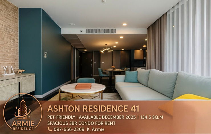 🔥Available Now🔥 Ashton Residence 41, size 3 beds, 3 baths , beautiful room, beautiful room , can raise dogs and cats 082-459-4297