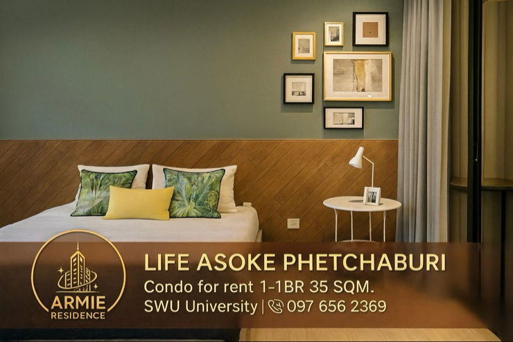 🔥Available Now🔥Life Asoke 1-1BR 35 sqm. near SWU, beautiful room, complete electrical appliances 097-656-2369