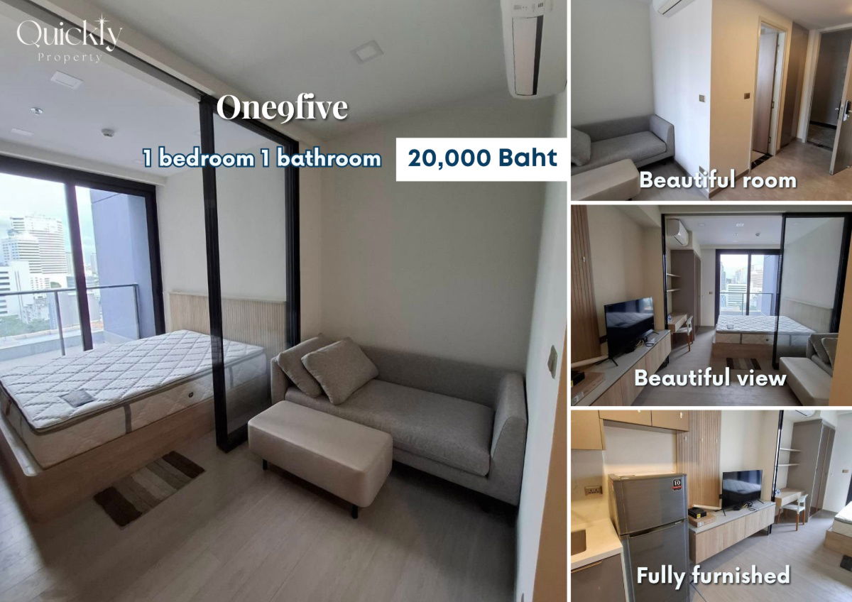 One9five | Price 20,000 baht | Beautiful room, good view, fully furnished, ready to move in