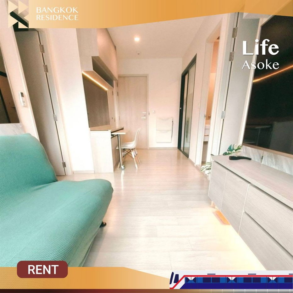 Ready to Move In! 💚 Life Asoke, Beautiful high-floor unit in a prime location 🌃 Near MRT Rama9