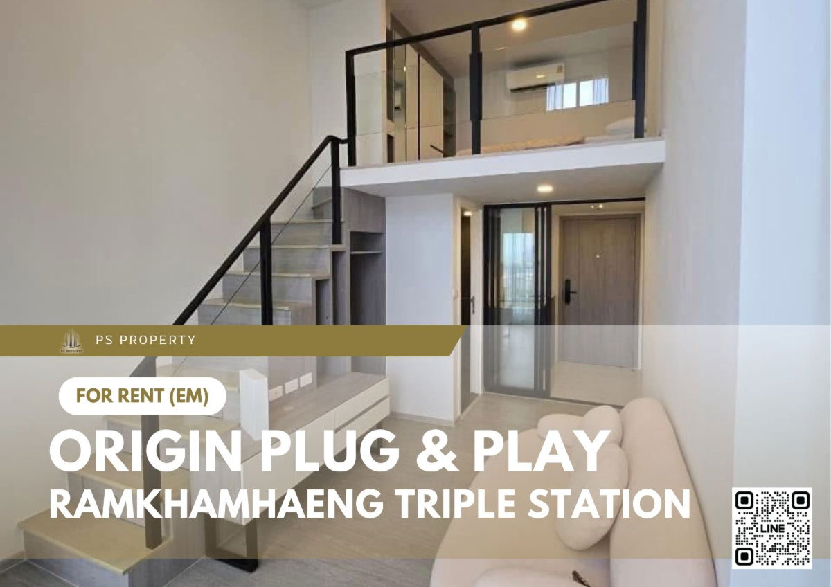 For rent 📍 Origin Plug & Play Ramkhamhaeng Triple Station 📍 DUPLEX room with complete furniture and appliances
