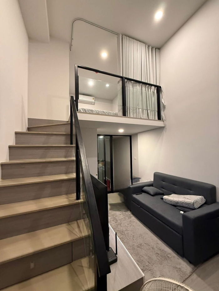 Duplex 2-storey, full furnished Condo 33 sqm. Origin Plug & Play Ramkhamhaeng Triple Station (Soi 103) Next to 3 Lines BTS/MRT. Ready to move-in