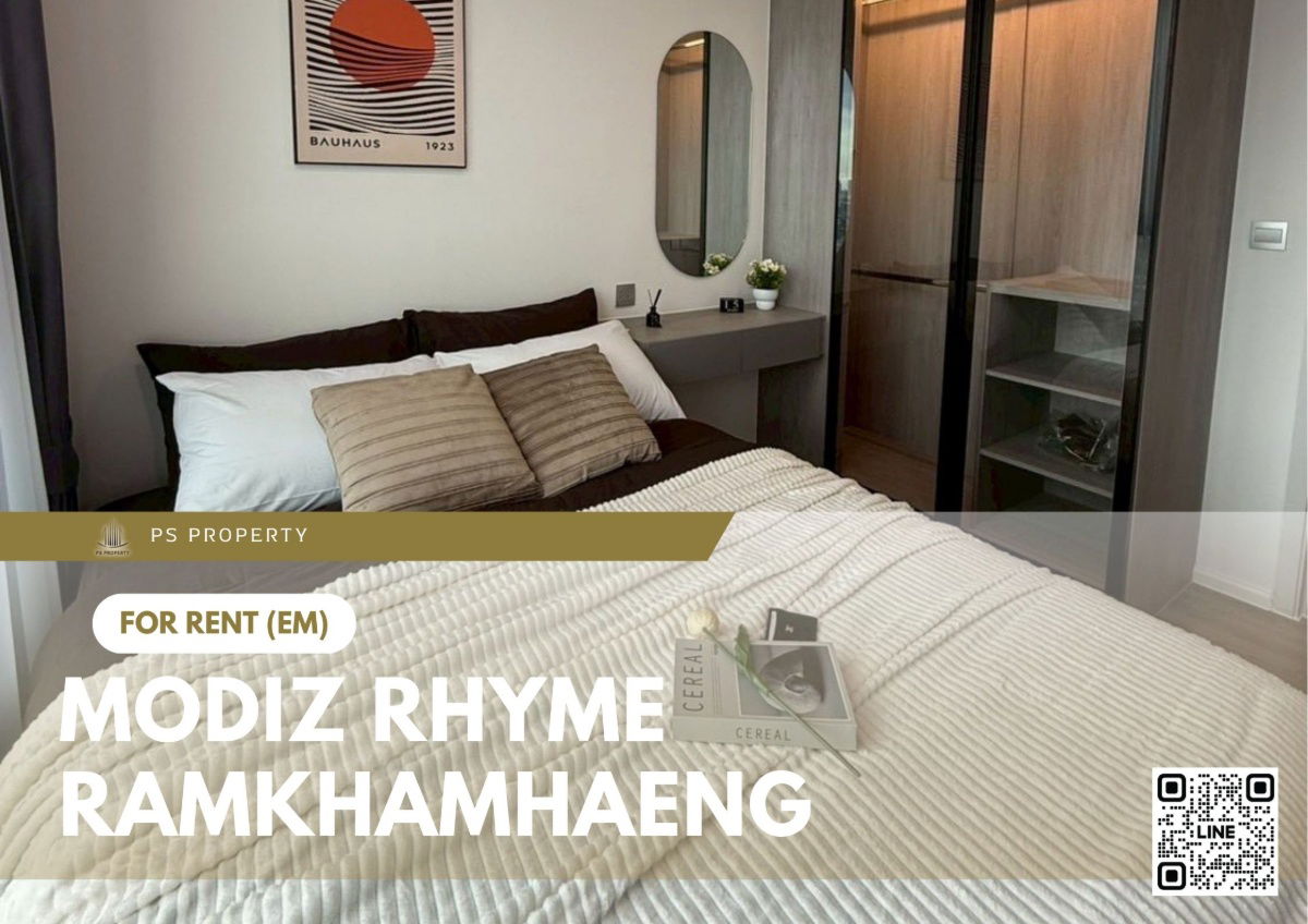 For rent 📍 Modiz Rhyme Ramkhamhaeng 📍 Fully furnished and equipped, near MRT Ramkhamhaeng
