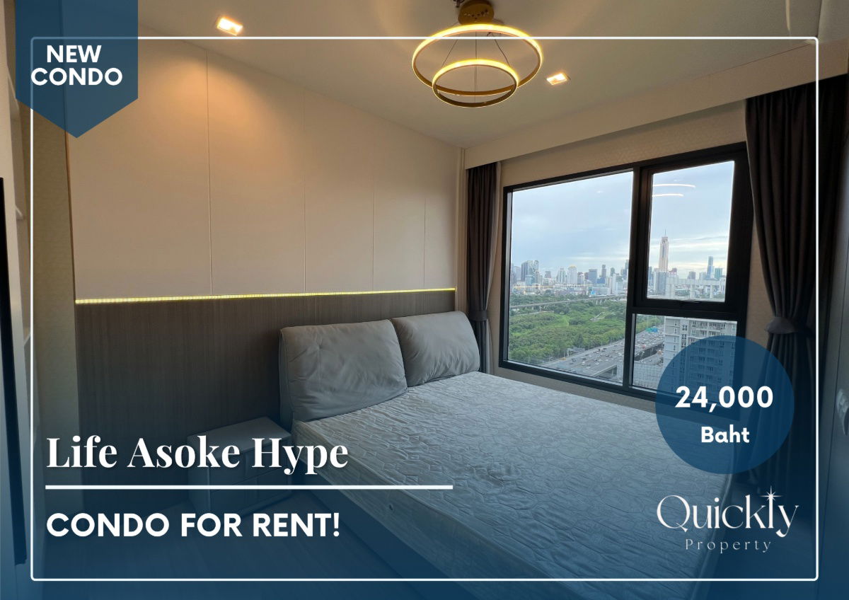 Life Asoke Hype | Price 24,000 baht | Beautiful room, great view, fully furnished, ready to move in
