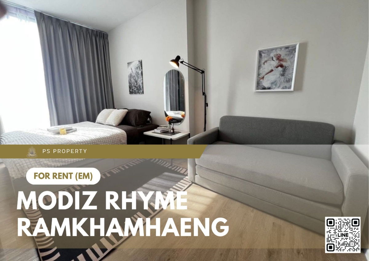 For rent ✨ Modiz Rhyme Ramkhamhaeng ✨ Fully furnished and equipped, near MRT Ramkhamhaeng