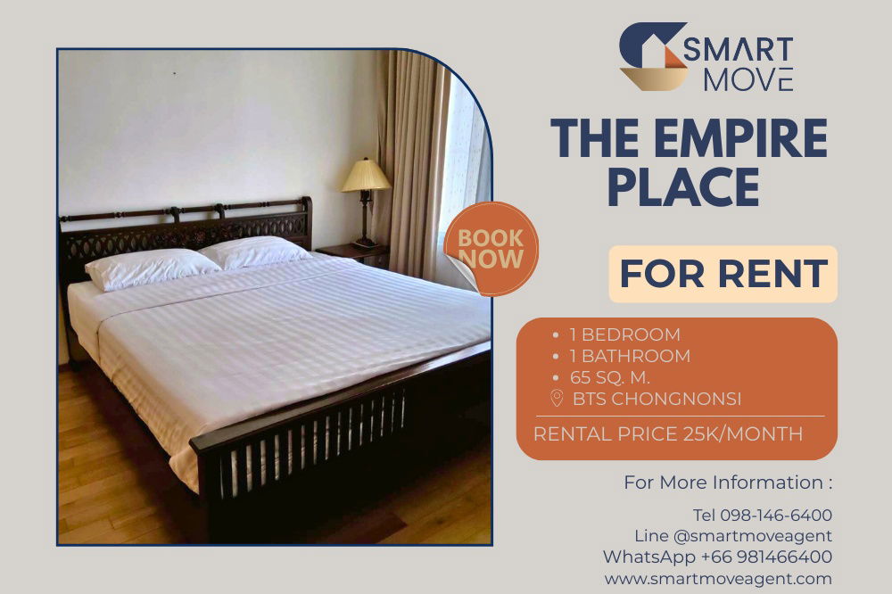 For Rent ! big size, high floor 11+, rare item, North Facing!! Code C20221201723.....The Empire Place, 1 bed, 1 bath, furnished, ready to move in 📣📣