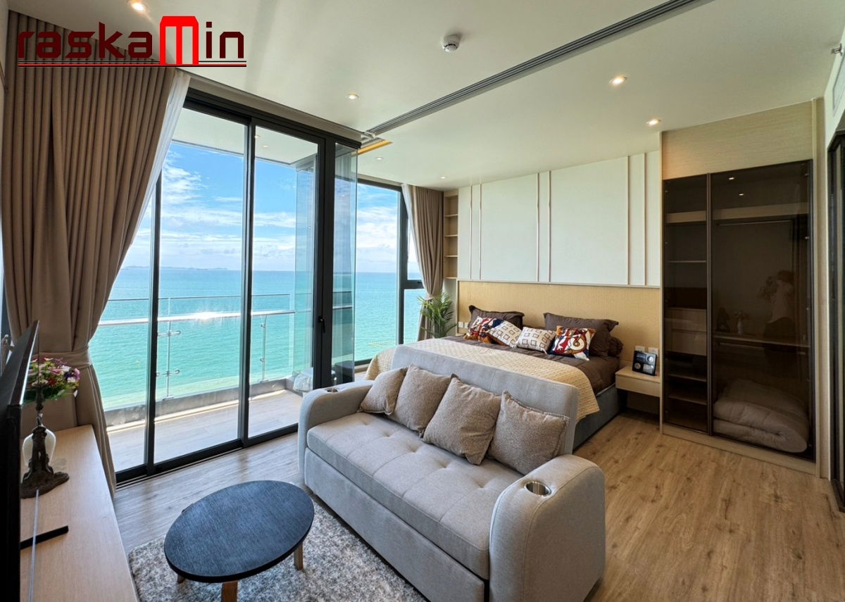 KT0050📲LineID @556ryccg🏄‍♂️1Bedroom 39sqm Floor19 🌊Sea view Fully furnished AROM Wongamat Beach🦀North Pattaya