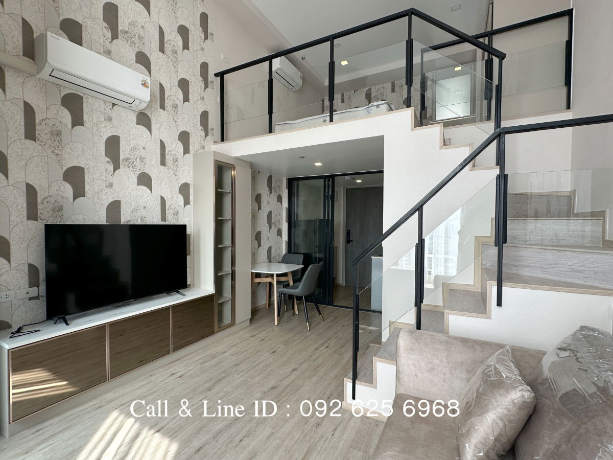 For rent 🏠 The Rich Rama 9 Condo 🏠 Duplex 1 bedroom, 1 bathroom 🚆 New room, well-built-in, Near Airport Rail Link, Hua Mak station