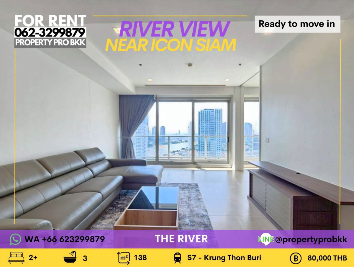 🌍🌊 Spacious Riverfront Living Near Sathorn 2-Bedroom + Home Office | The River Condominium