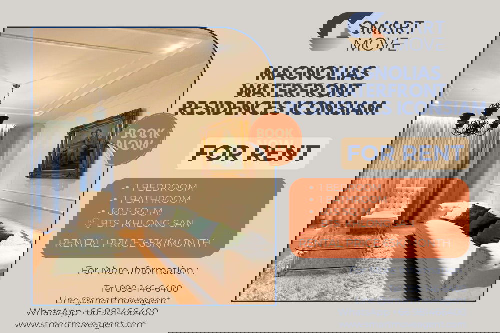 For Rent !! river view, high floor 30+ !! Code C20251200026....Magnolias Waterfront Residences Iconsiam, 1 bed, 1 bath, furnished, ready to move in