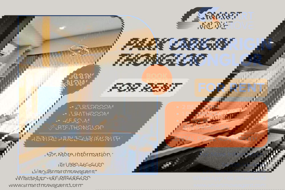 🔥 For Rent ! city view/pool view, high floor 15+, Good location! Code C20230600156..Park Origin Thonglor, 2 bed, 1 bath, furnished, ready to move in