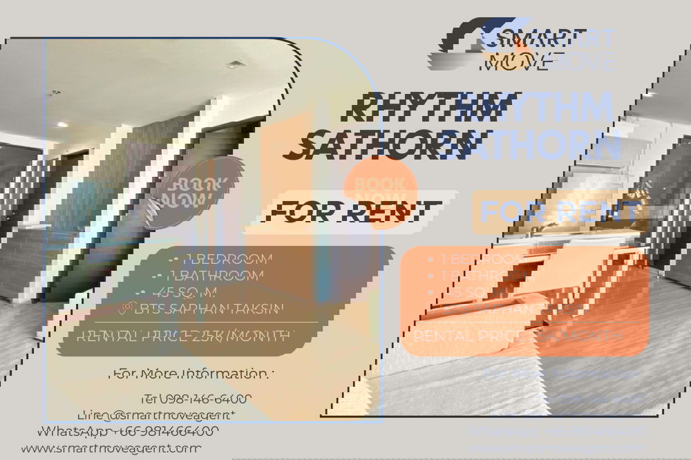 🔥 For Rent !! high floor 31++, river view !! 🔥 Code C20221201104..........Rhythm Sathorn, 1 bedroom, 1 bathroom, furnished, ready to move in📣📣