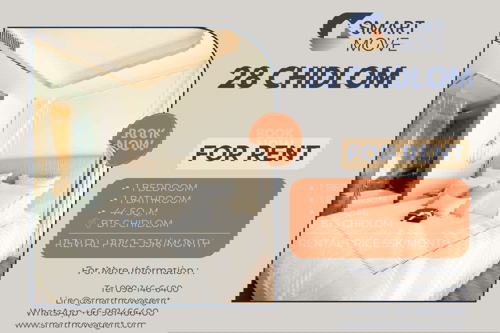 🔥 For Rent !! Garden view, high floor 24++, modern style !! 🔥 Code C20250100014.......28 Chidlom, 1 bed, 1 bath, furnished, ready to move in📣📣