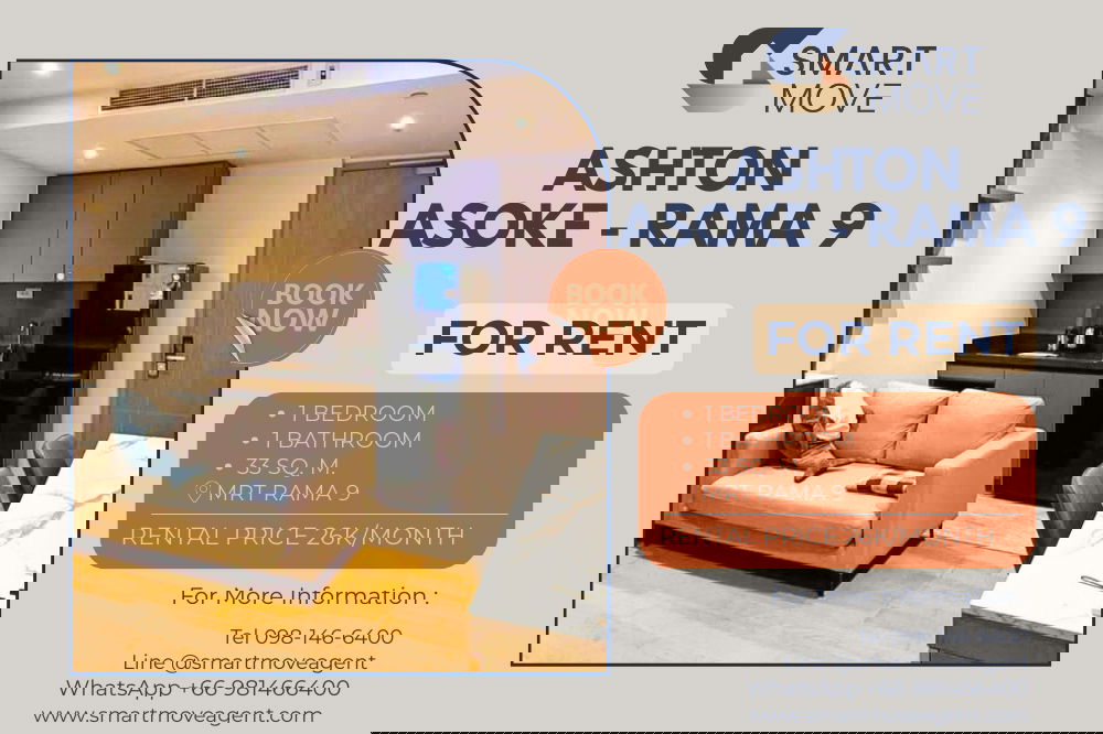 Rent ! great facility, high floor 16++, Good location!! 🔥 Code C20251200057...Ashton Asoke - Rama 9, 1 bed, 1 bath, furnished, ready to move in